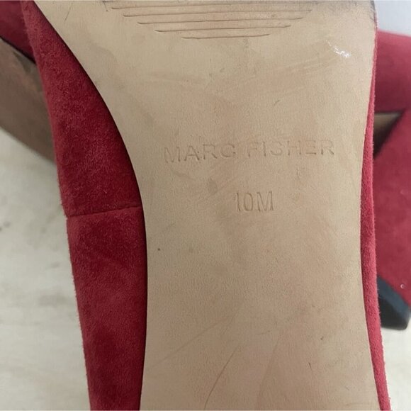 Marc Fisher Size 10 Red Block Heels Pointy Pump - Picture 7 of 8